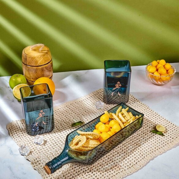 Double Black Platter & 2 glasses Combo