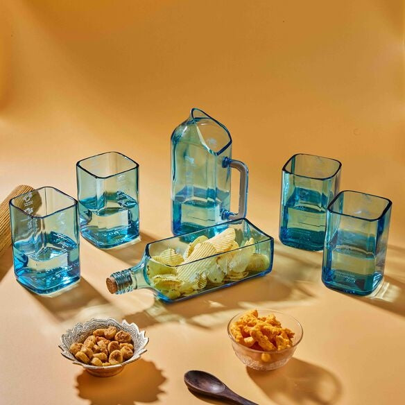 Bombay Sapphire glass, platter and Jug